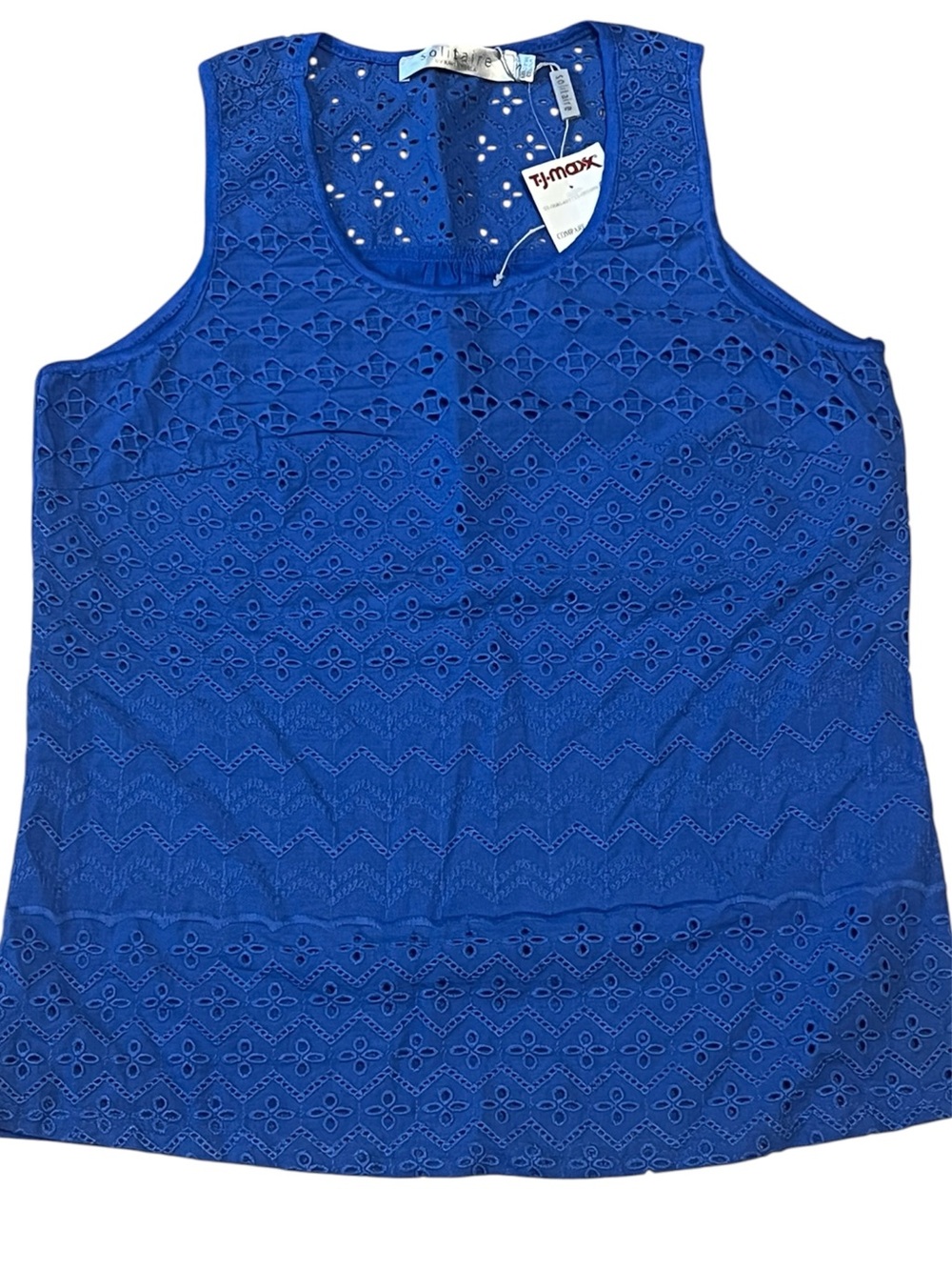 Solitaire by Ravi Khosla Blue Eyelet Lace Tank Top Brand New Size S NWT